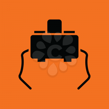 Micro button icon. Orange background with black. Vector illustration.