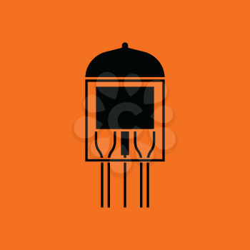 Electronic vacuum tube icon. Orange background with black. Vector illustration.