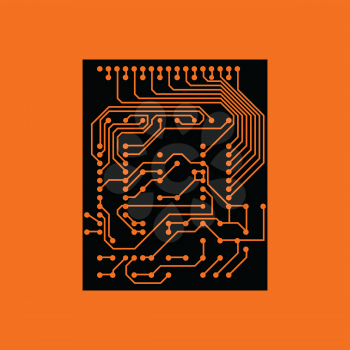 Circuit icon. Orange background with black. Vector illustration.