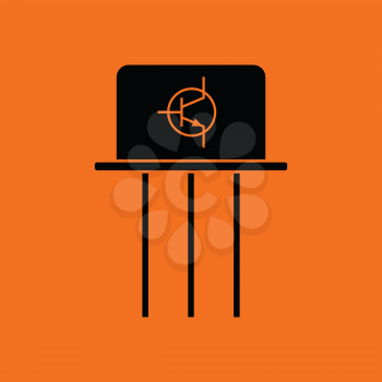 Transistor icon. Orange background with black. Vector illustration.