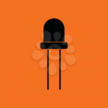 Light-emitting diode icon. Orange background with black. Vector illustration.