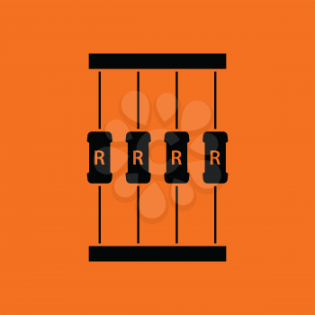 Resistor tape icon. Orange background with black. Vector illustration.