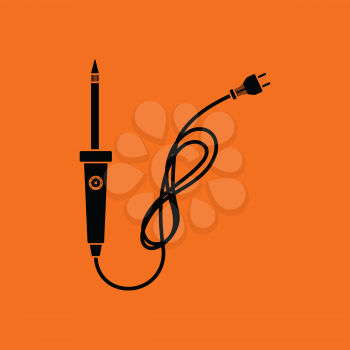 Soldering iron icon. Orange background with black. Vector illustration.
