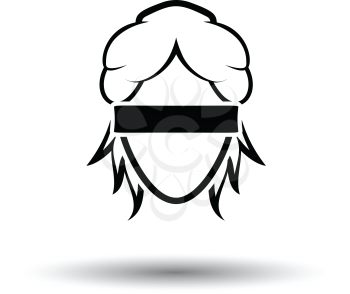 Femida head icon. White background with shadow design. Vector illustration.