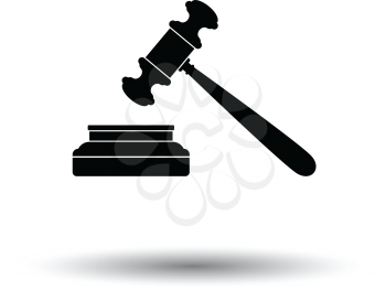 Judge hammer icon. White background with shadow design. Vector illustration.