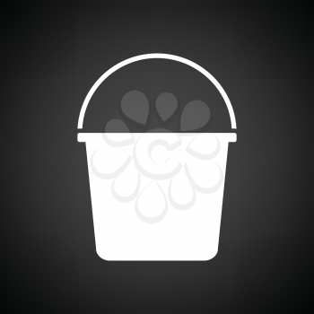 Bucket icon. Black background with white. Vector illustration.