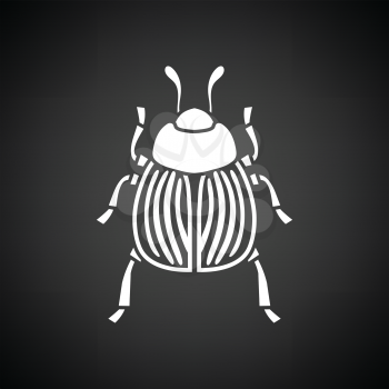 Colorado beetle icon. Black background with white. Vector illustration.