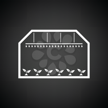 Greenhouse icon. Black background with white. Vector illustration.