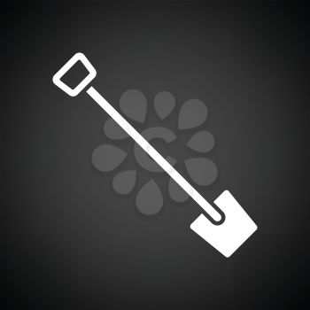Shovel icon. Black background with white. Vector illustration.