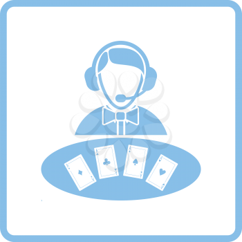 Casino dealer icon. Blue frame design. Vector illustration.
