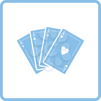 Set of four card icons. Blue frame design. Vector illustration.
