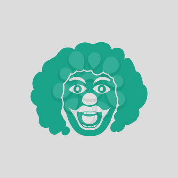 Party clown face icon. Gray background with green. Vector illustration.