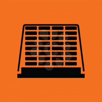 Icon of construction pallet . Orange background with black. Vector illustration.