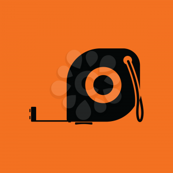 Icon of constriction tape measure. Orange background with black. Vector illustration.