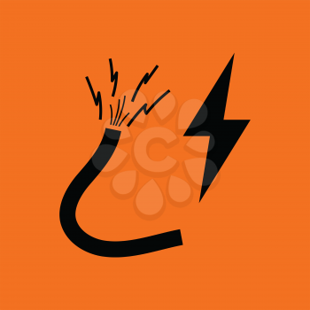 Icon of Wire . Orange background with black. Vector illustration.