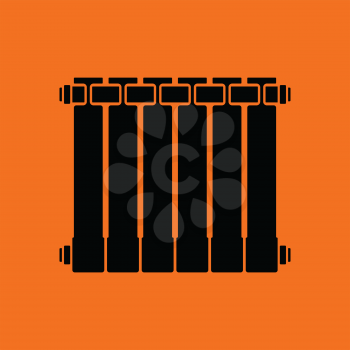 Icon of Radiator. Orange background with black. Vector illustration.