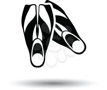 Icon of swimming flippers . White background with shadow design. Vector illustration.