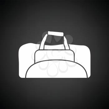 Fitness bag icon. Black background with white. Vector illustration.