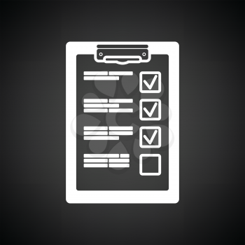 Training plan tablet icon. Black background with white. Vector illustration.
