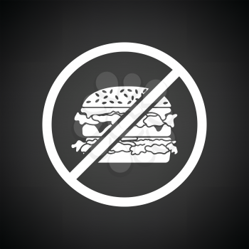  Prohibited hamburger icon. Black background with white. Vector illustration.