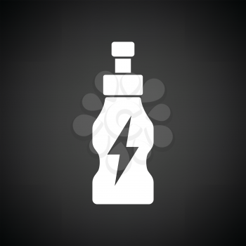 Energy drinks bottle icon. Black background with white. Vector illustration.