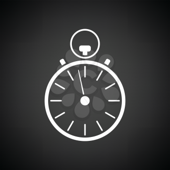 Stopwatch icon. Black background with white. Vector illustration.