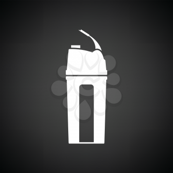 Fitness bottle icon. Black background with white. Vector illustration.