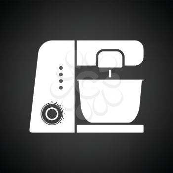 Kitchen food processor icon. Black background with white. Vector illustration.