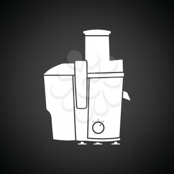 Juicer machine icon. Black background with white. Vector illustration.