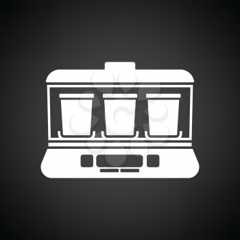 Yogurt maker machine icon. Black background with white. Vector illustration.