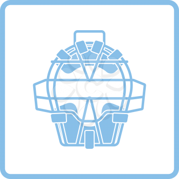 Baseball face protector icon. Blue frame design. Vector illustration.
