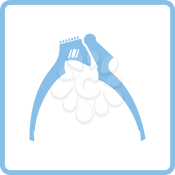 Garlic press icon. Blue frame design. Vector illustration.