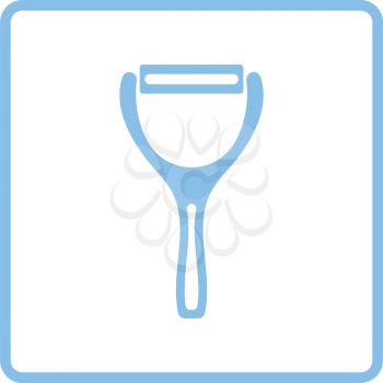 Vegetable peeler icon. Blue frame design. Vector illustration.
