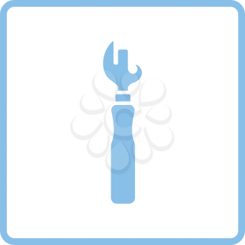 Can opener icon. Blue frame design. Vector illustration.