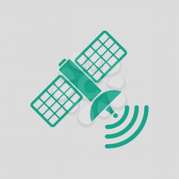 Satellite icon. Gray background with green. Vector illustration.