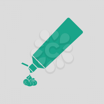 Toothpaste tube icon. Gray background with green. Vector illustration.