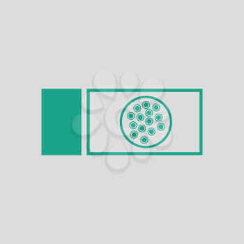 Bacterium glass icon. Gray background with green. Vector illustration.