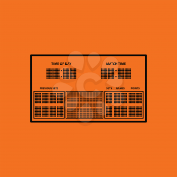 Tennis scoreboard icon. Orange background with black. Vector illustration.
