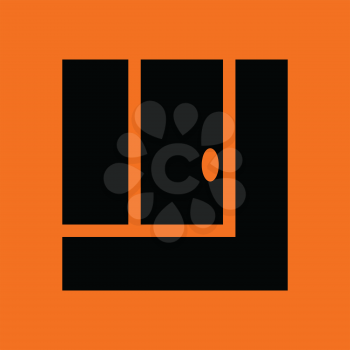 Tennis replay ball in icon. Orange background with black. Vector illustration.