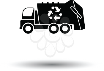 Garbage car recycle icon. White background with shadow design. Vector illustration.