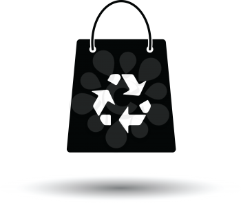 Shopping bag with recycle sign icon. White background with shadow design. Vector illustration.