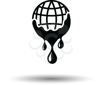 Planet flowing down water icon. White background with shadow design. Vector illustration.