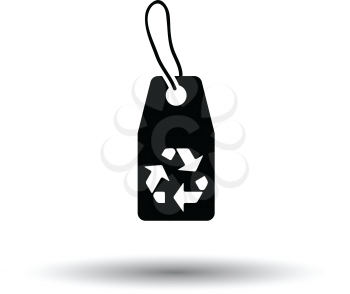 Tag and recycle sign icon. White background with shadow design. Vector illustration.
