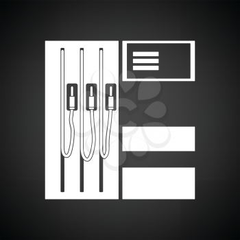Fuel station icon. Black background with white. Vector illustration.