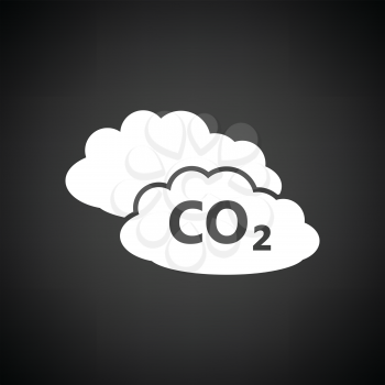 CO 2 cloud icon. Black background with white. Vector illustration.