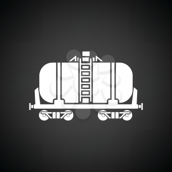 Oil railway tank icon. Black background with white. Vector illustration.