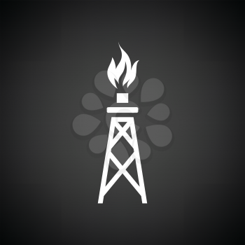 Gas tower icon. Black background with white. Vector illustration.