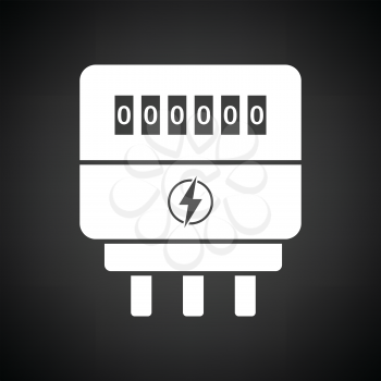 Electric meter icon. Black background with white. Vector illustration.