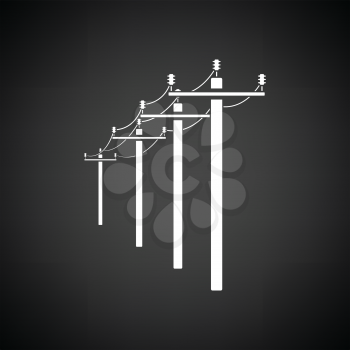 High voltage line icon. Black background with white. Vector illustration.