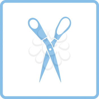 Tailor scissor icon. Blue frame design. Vector illustration.